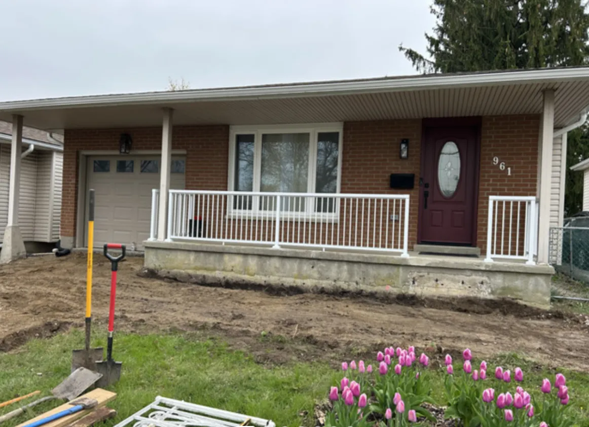Aluminium Railing Install finished white railing across the full front porch