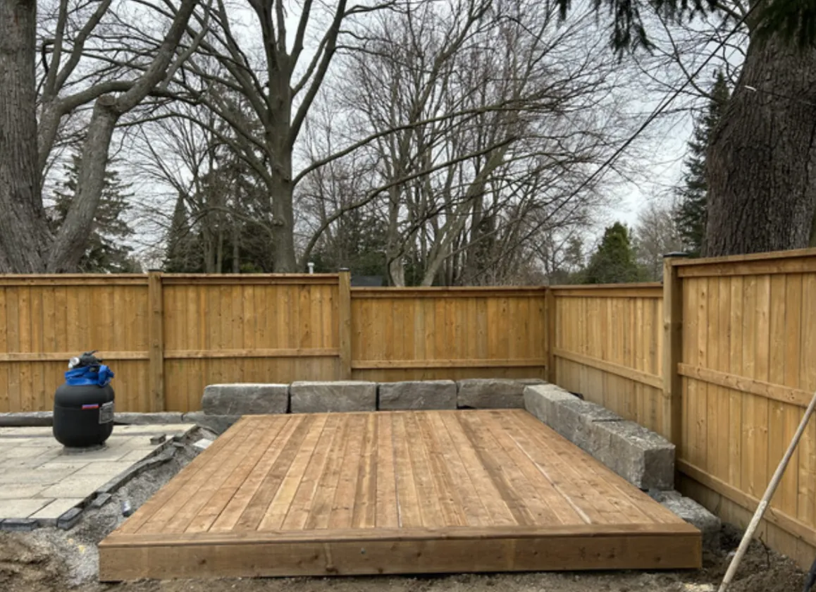 Flush PT Platform completed platform with stone seating blocks